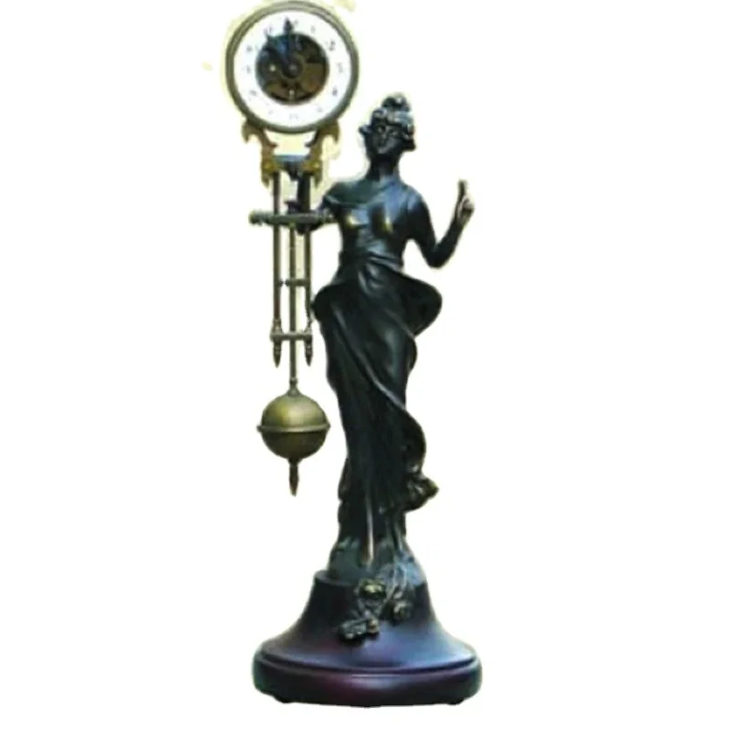 Imitation from the 19th French Antique Solid Brass Lady Diana Character Swing Swing Pendulum Mechanical Table Clock