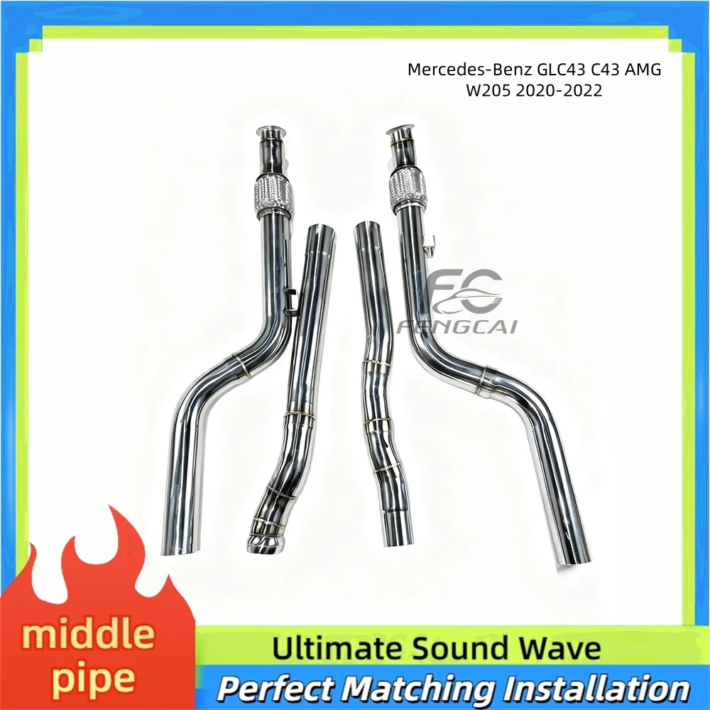 High-performance Exhaust Middle Pipe for Mercedes-Benz GLC43 C43 AMG W205 2020-2022stainless Steel Straight-through Exhaust Pipe