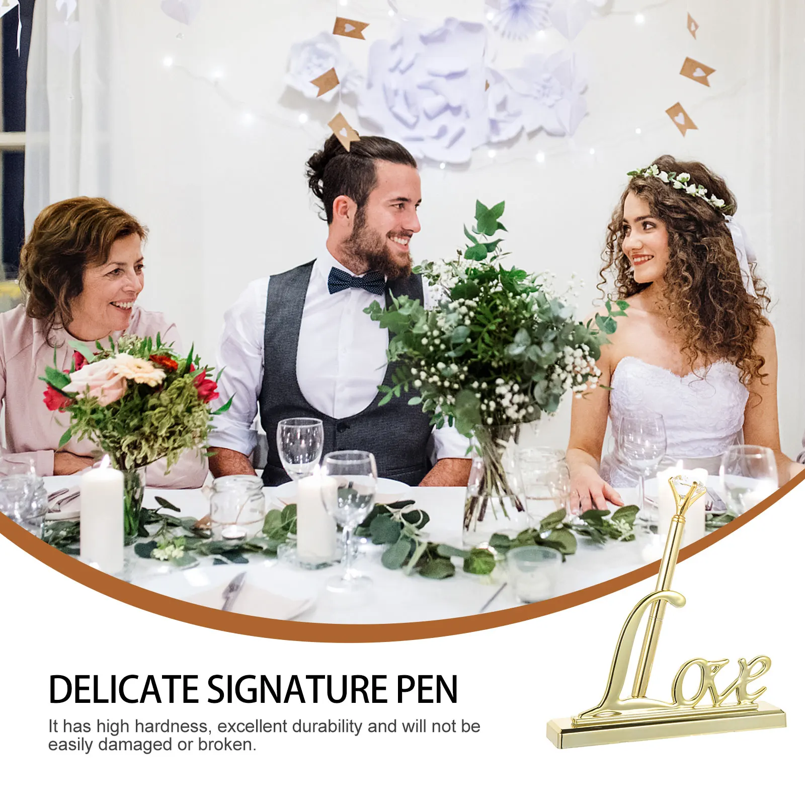 

Flash Diamond Wedding Signature Sturdy ABS Guest Book Party Signing Banquet Desk Ballpoint Pen High Hardness