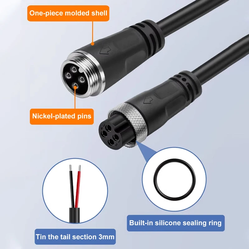 Cord 22AWG M16 Waterproof Core IP67 GX16 2 3 4 5 6 7 8 10 Pin Male Power Pure Copper Wire Aviation Connector Female Car Plug
