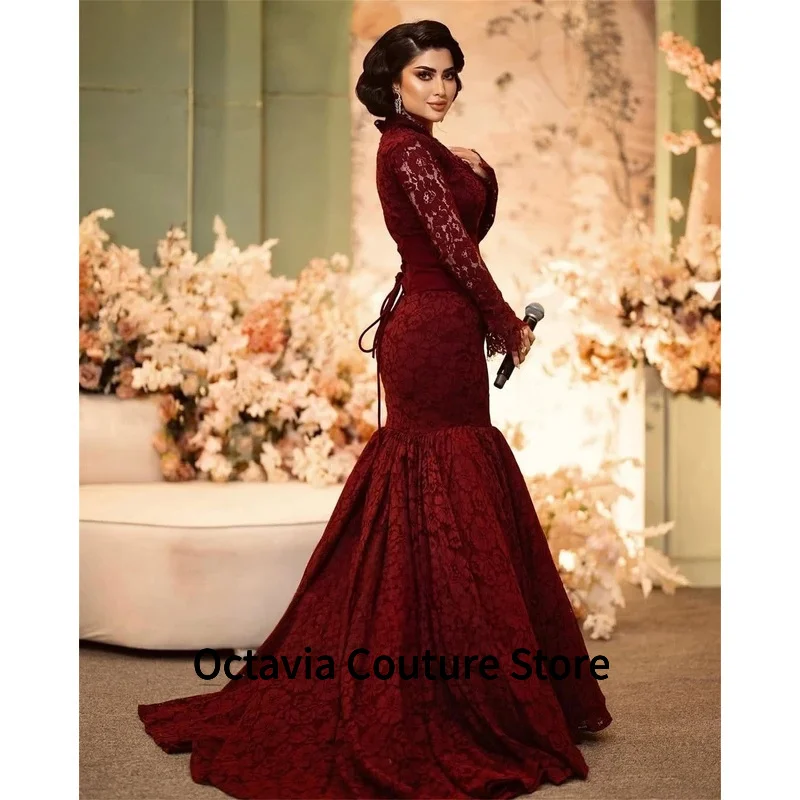 

Customized Lace Fabric Wedding Party Dress Bespoke Occasion Dresses for Special Occasions Long Sleeves Evening Dresses