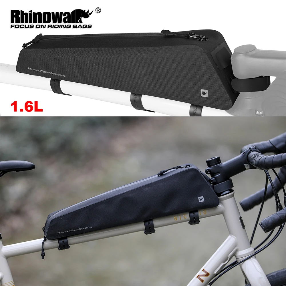 

Rhinowalk 1.6L Extended Bike Top Tube Bag Waterproof Cycling Storage Frame Bag Bike Front Tube Pack Bikepacking For MTB Gravel