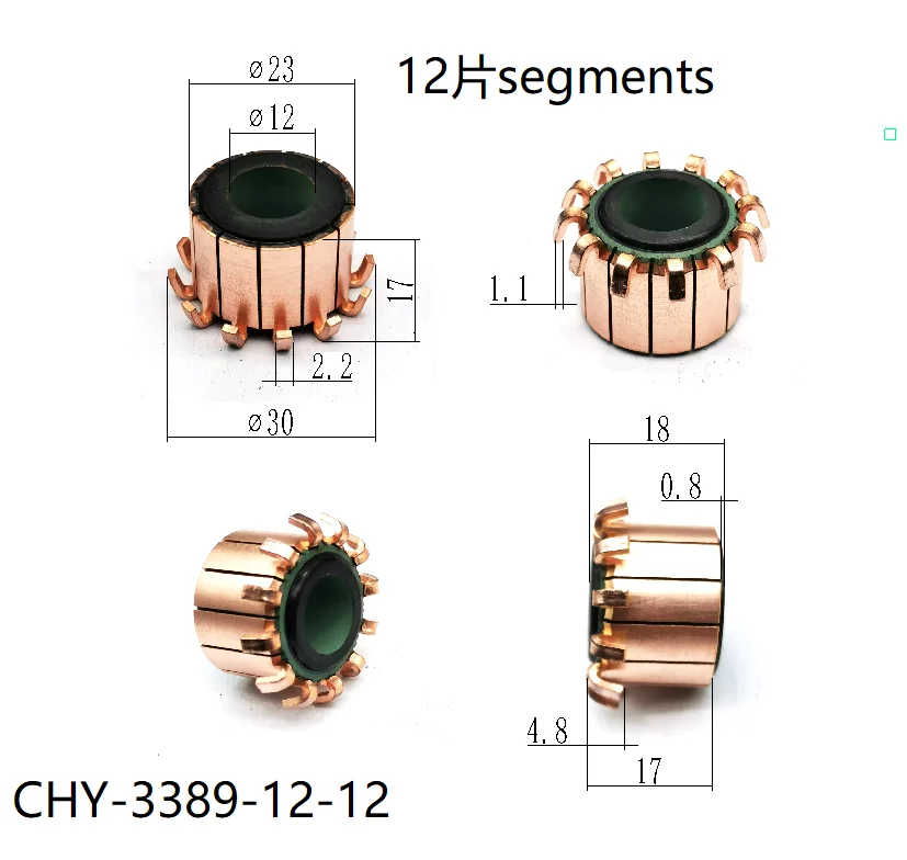 5Pcs 12x23x17(18)x12P Copper Bars Electric Motor Commutator CHY-3389-12-12