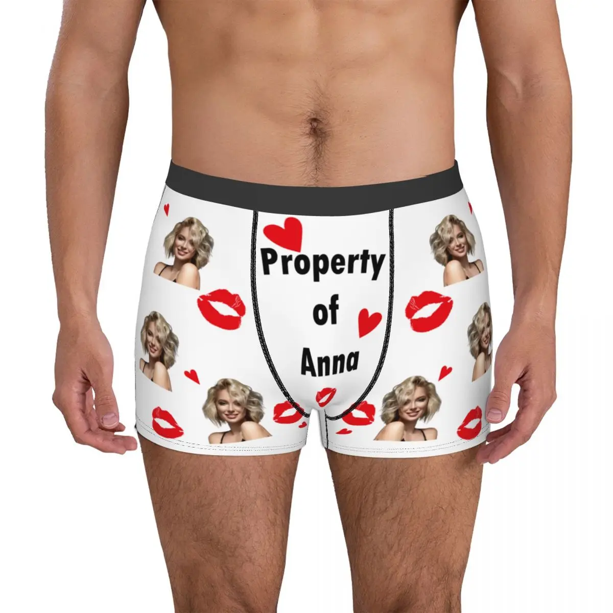 Men\'s  Custom Personalized Face Photo Boxer Briefs Shorts Panties Breathable Underwear Male Novelty Long Underpants