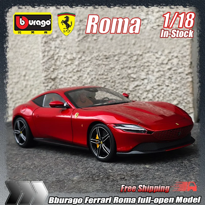 Modelo de Carro Esportivo em Metal Fundido Bburago Ferrari Roma Purosangue Escala 1:18, Colecionável para Exibição Estática, Presente para Coleção Masculina Adulta