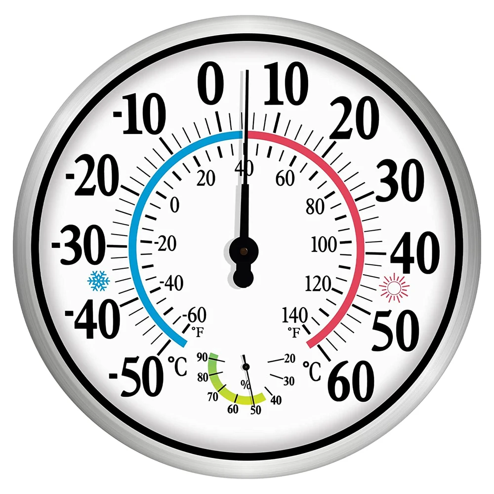 12 \'\'/30cm duży termometr zewnętrzny z dużymi numerami kryty dekoracyjny termometr ścienny higrometr do ogrodu domowego Patio