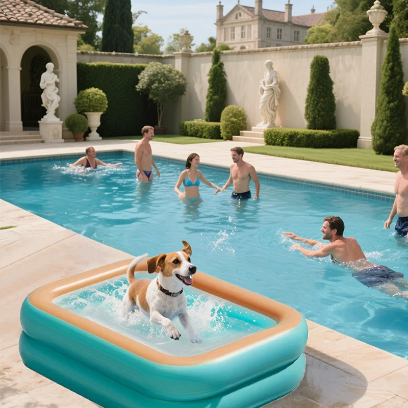 1 ชิ้นสัตว์เลี้ยงสุนัขพองสระว่ายน้ําหนาสองชั้นครอบครัวสระว่ายน้ําเหมาะสําหรับสวนฤดูร้อนน้ําพรรคกลางแจ้ง