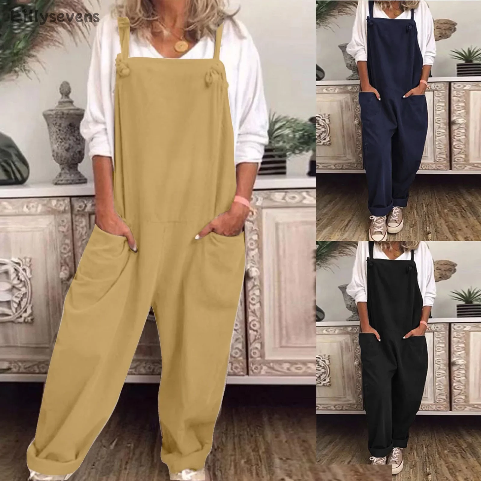 Kombinezon damski wszechstronny kombinezony Plus Size Casual luźne ogrodniczki Romper Baggy Playsuits jednokolorowe kombinezony monos largos