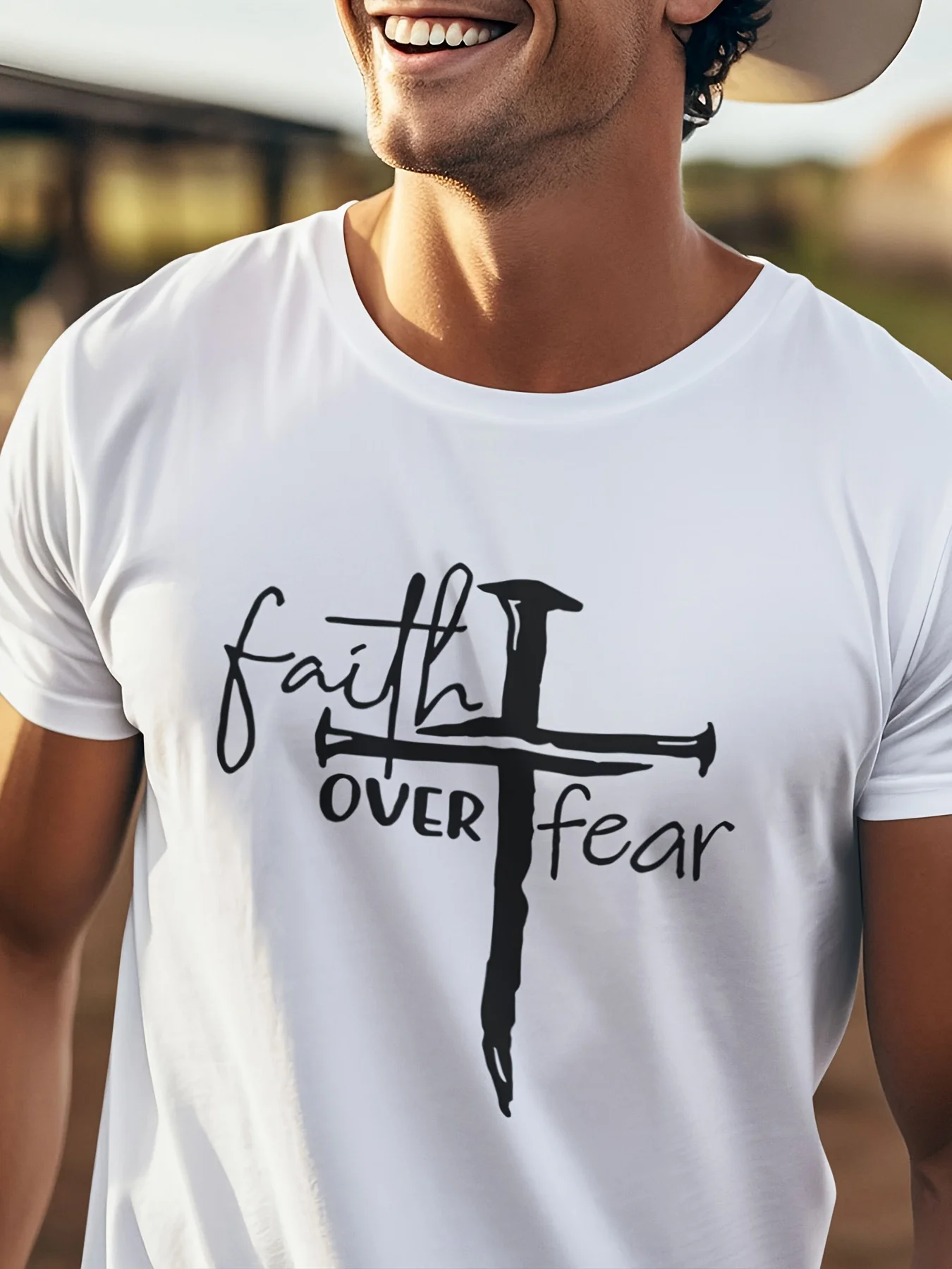 Men's Unisex Faith Over Fear Cotton T Shirt 3