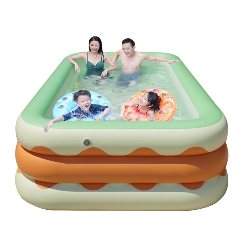 Piscine gonflable 3 couches pliable PVC soufflant piscine pour cour intérieure Orange 4,3 pieds