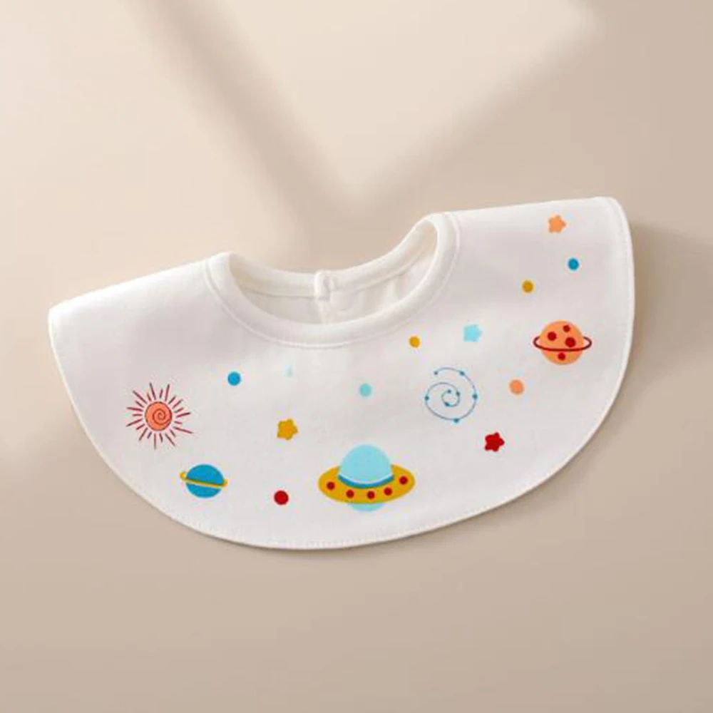 Baby Bibs Waterproof Round Neck Rotatable Baby Feeding Apron Unisex Newborn Boys Girls Baby Bib For Teething Drooling