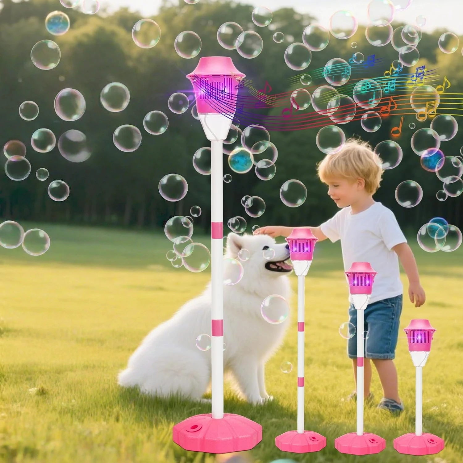 

Machine Maker Stand, Adjustable Height Magical Bubble Torch Garden Lamp Rechargeable Automatic Endless Bubble Fun for All