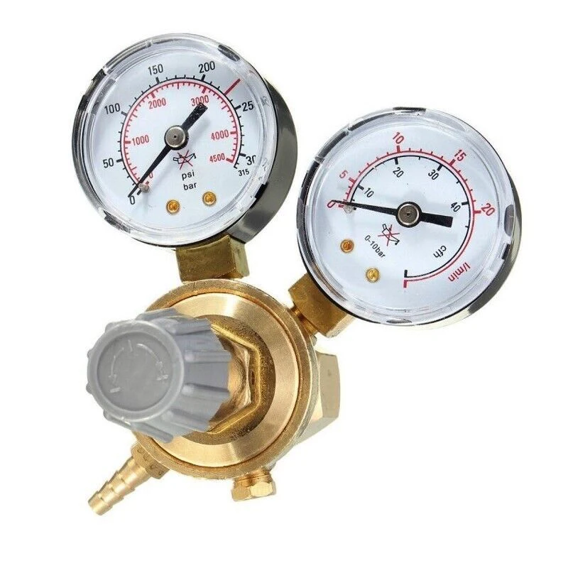 GAS BOTTLE PRESSURE FLOW REGULATOR DUAL GAUGE ARGON CO2 NITROGEN MIG TIG WELDING