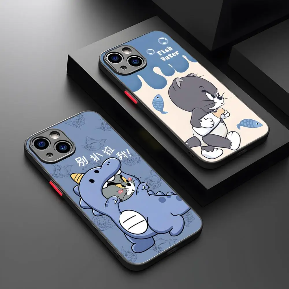 MINISO TomS JerryS Phone Case Matte Transparent For 16 15 IPhone 12 11 13 Pro Max X XR 8 Plus Back Cover
