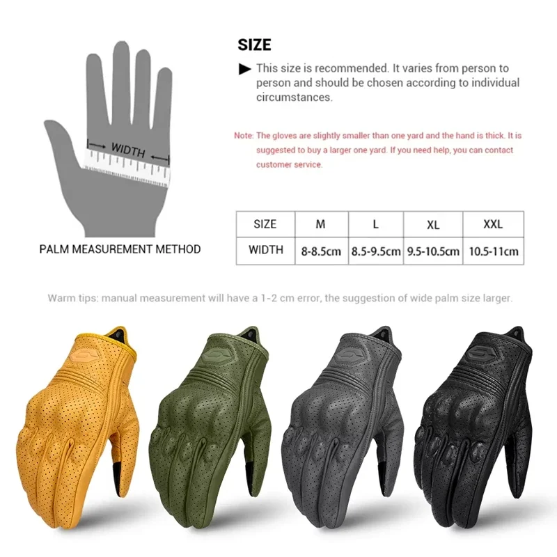 

Summer Retro Leather Motorcycle Gloves Anti-Slip Off-Road Riding Gloves Touchscreen Breathable Outdoor Sports Protection Gloves
