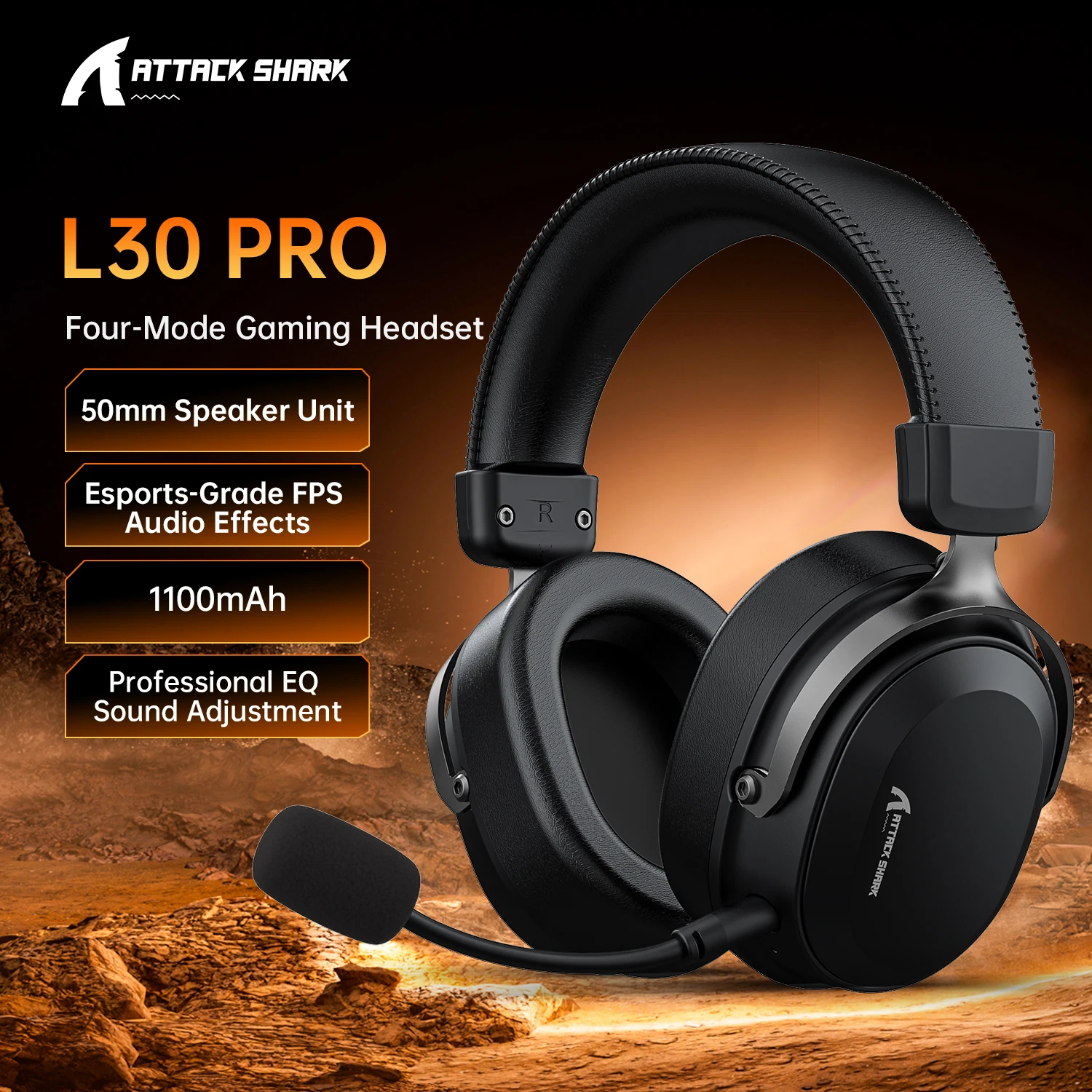 ATTACK SHARK L30PRO Wireless Gaming Headset 7.1 Surround 50m