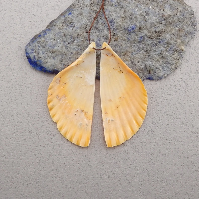 Natural Stone Earrings For Women,Handmade Shell Earrings Party Gifts DIY Jewelry 58x26x2mm 6g image 2