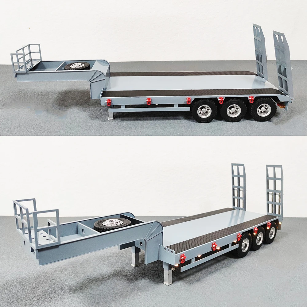 1/14 Metal Heavy Duty 3 Axis Tractor Trailer Custom Size Trailer for TAMIYA RC Tractor Truck Model Toys for Adults