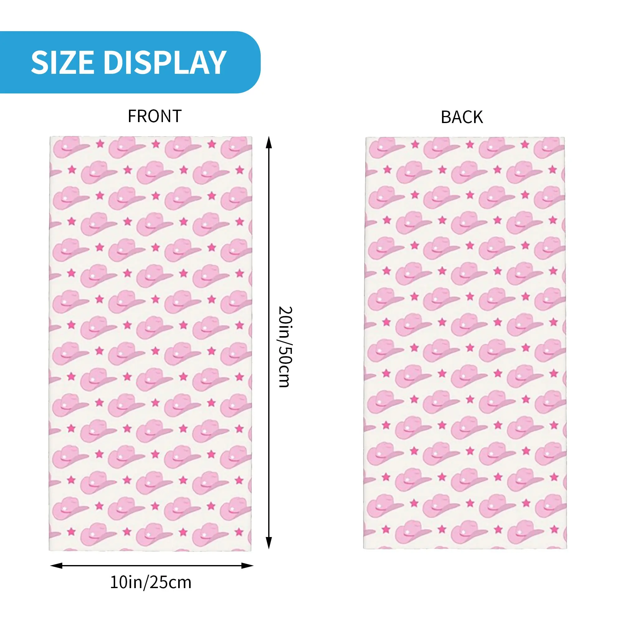 Pink Preppy Stars Cowgirl Hat Bandana Neck Cover Printed Face Scarf Cycling Scarf Hiking Fishing for Men Women Adult Washable