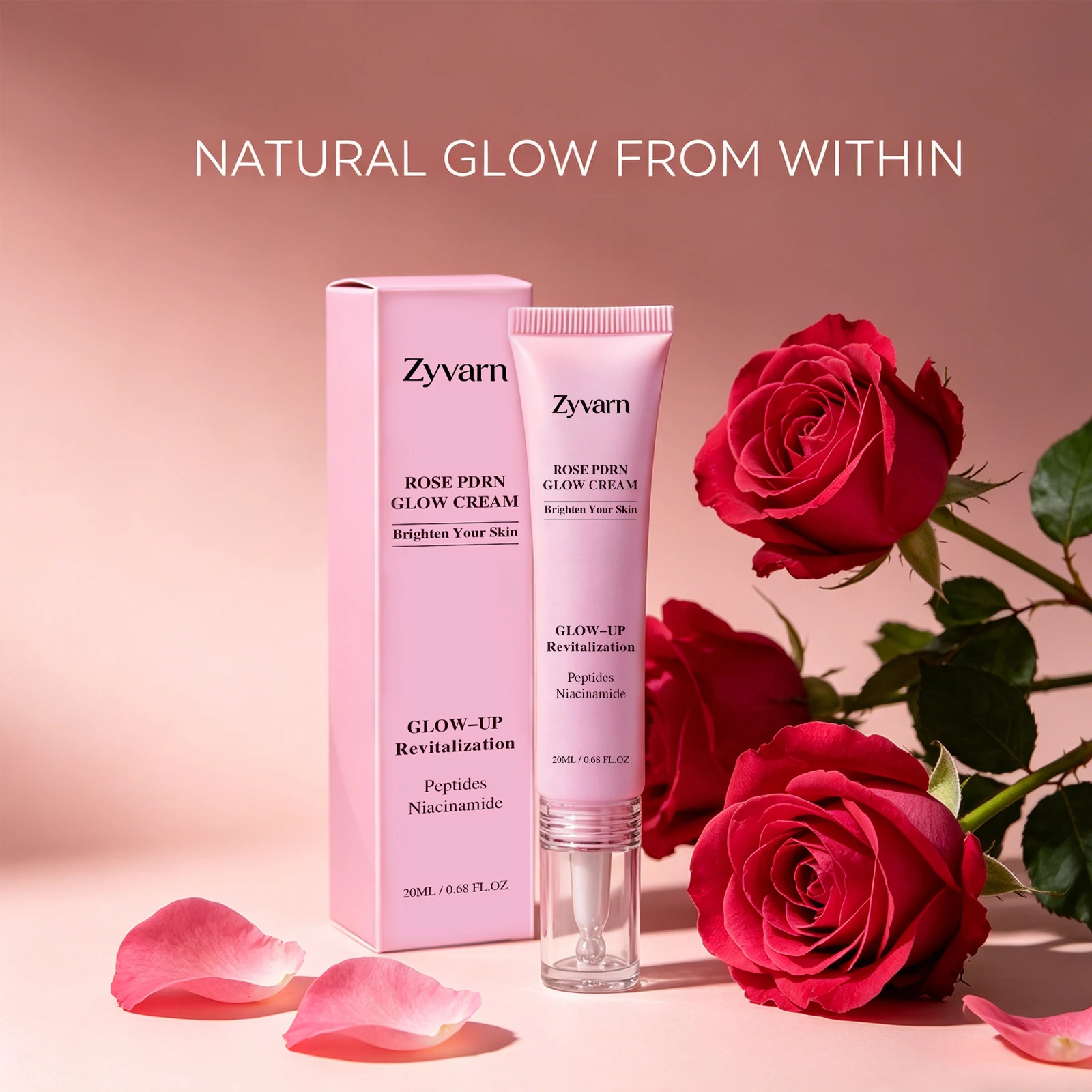 Pure Rose PDRN Glow Boost Cream Rejuvenating Long-lasting Hydration for Natural Radiant Skin Nicotinamide & Peptide Facial Cream