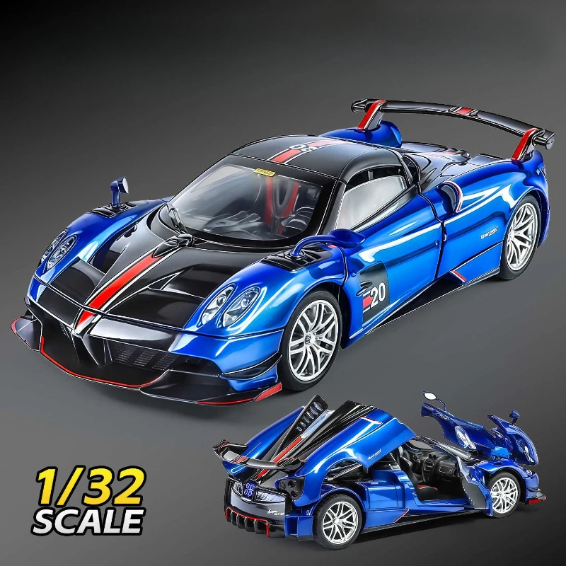 

Моделирование 1:32, Pagani Huayra BC, модель автомобиля из сплава со светом и звуком, миниатюрная игрушечная машинка Voiture, подарок для мальчиков и девочек
