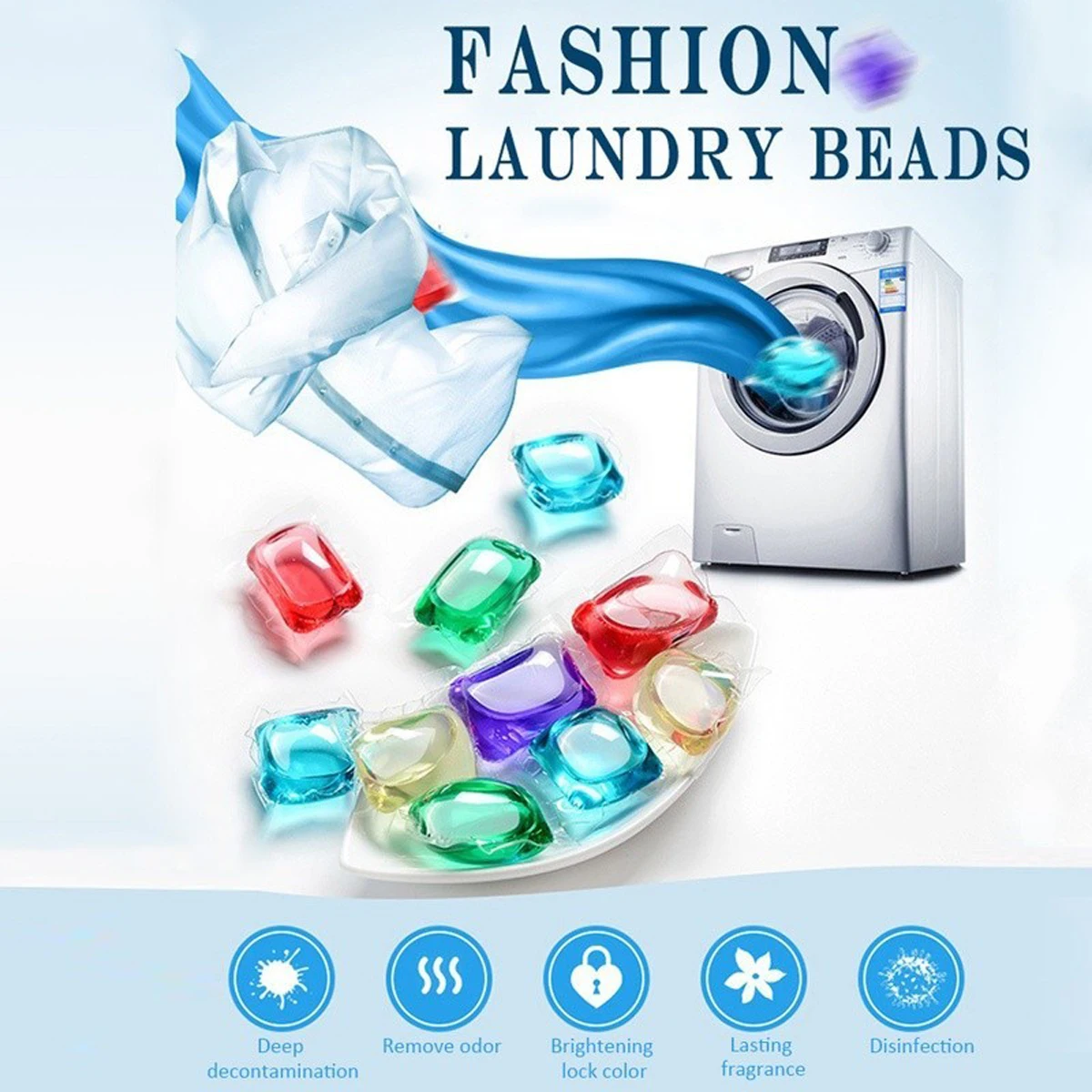 Fragancia cuentas de gel para ropa Detergente concentrado para ropa para uso doméstico para retener la fragancia y eliminar manchas-Color aleatorio