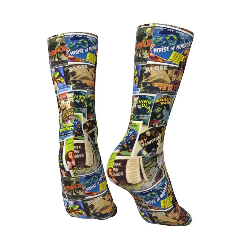 Calcetines de vestir con estampado 3D de película de terror para hombre, calcetín Unisex cálido, divertido, monstruo de Frankenstein