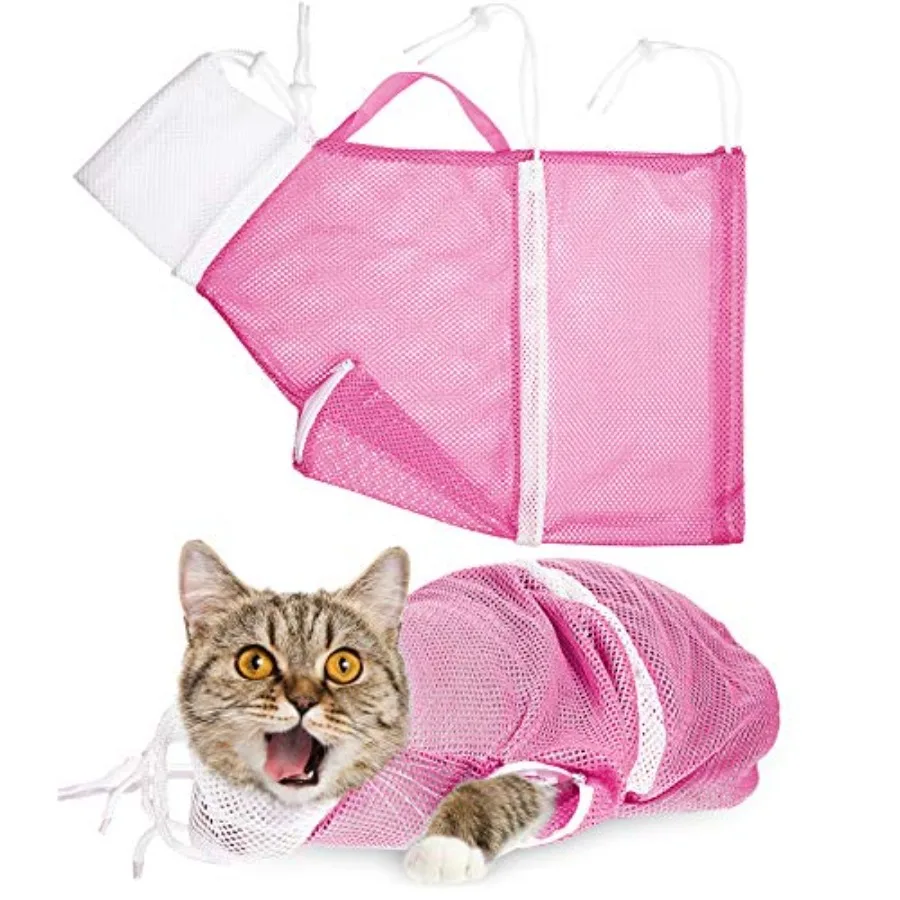 

Cat Shower Net Bag Grooming Bathing Adjustable Washing Bag Multifunctional Cat Restraint Accessories Prevent Biting Scratching