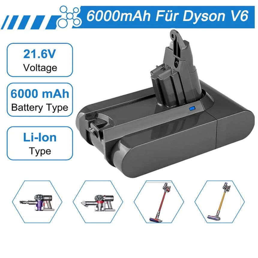 สำหรับ Dyson V6แบตเตอรี่เครื่องดูดฝุ่นแบตเตอรี่สำหรับ Dyson V6 Fluffy V6สัตว์ SV03 SV05 SV07 SV09 DC62 DC58 DC59 DC61 DC74 DC72