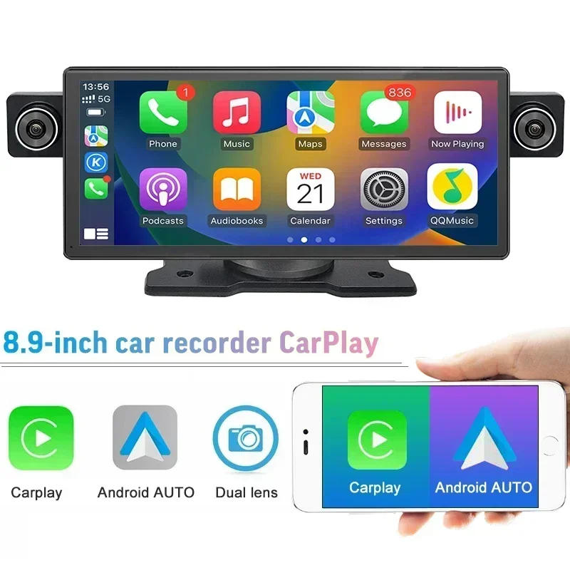 8.9 Inch dual recorder wireless carplay AI smart GPS navigation display support voice assistant car screen carplay navigation