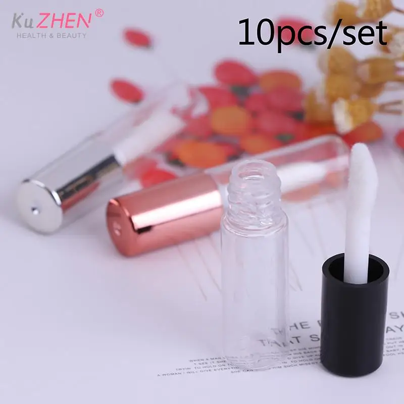 10 Uds. Vacío transparente PE brillo de labios tubos protector labial de plástico tubo lápiz labial Mini contenedor de muestra de cosmético