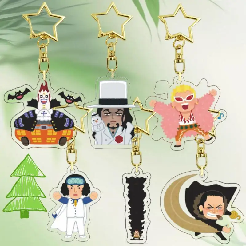 Anime desenhos animados acrílico chaveiro para uma peça gecko moria rob lucci kuzan senhor crocodilo criativo decoração periférica pingente