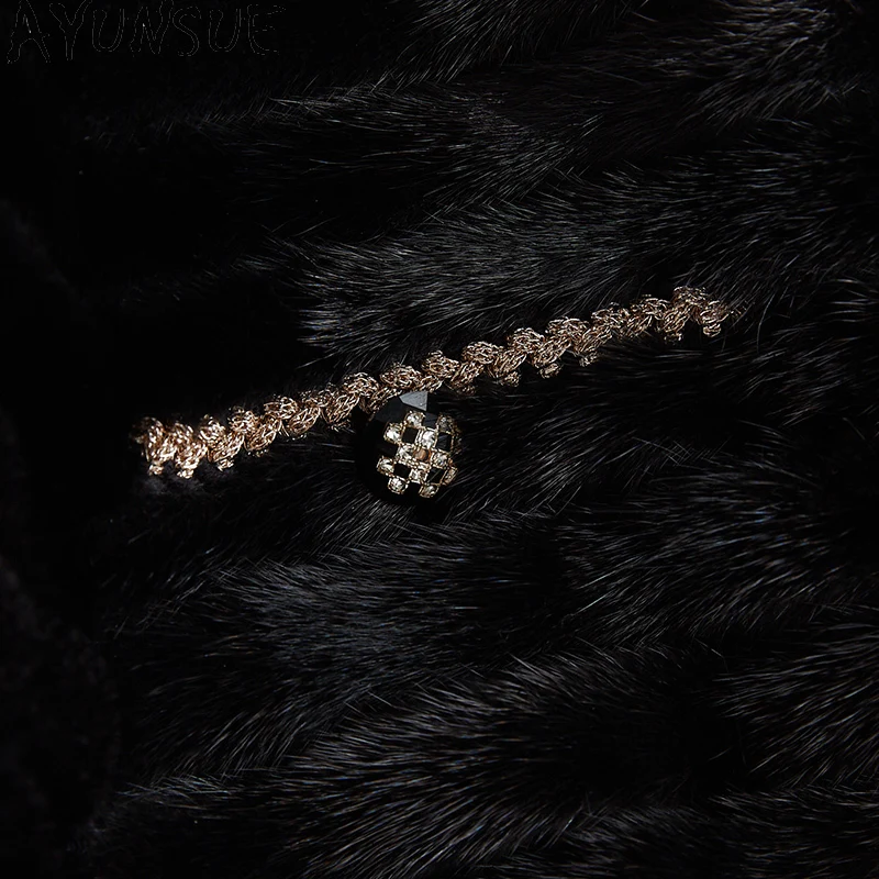 AYUNSUE Cappotto di pelliccia di visone Donna Cappotti corti per donna Inverno Nero Abbigliamento stile di lusso per donna Pelzmantel Damen di alta qualità