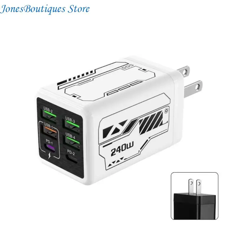 Many Electronics 240W 4 USB Charging Adapter 2 Type C Efficient W8KE