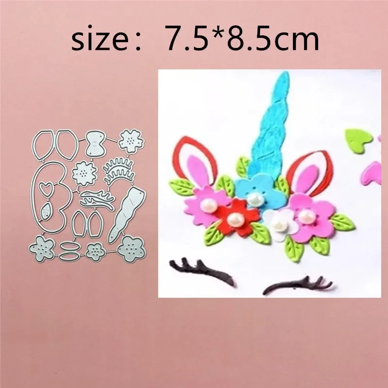 Unicorn Flower Horn Hair Metal Cut Dies Stencils for Scrapbooking Stamp/Photo Album Decorative Embossing DIY Paper Cards