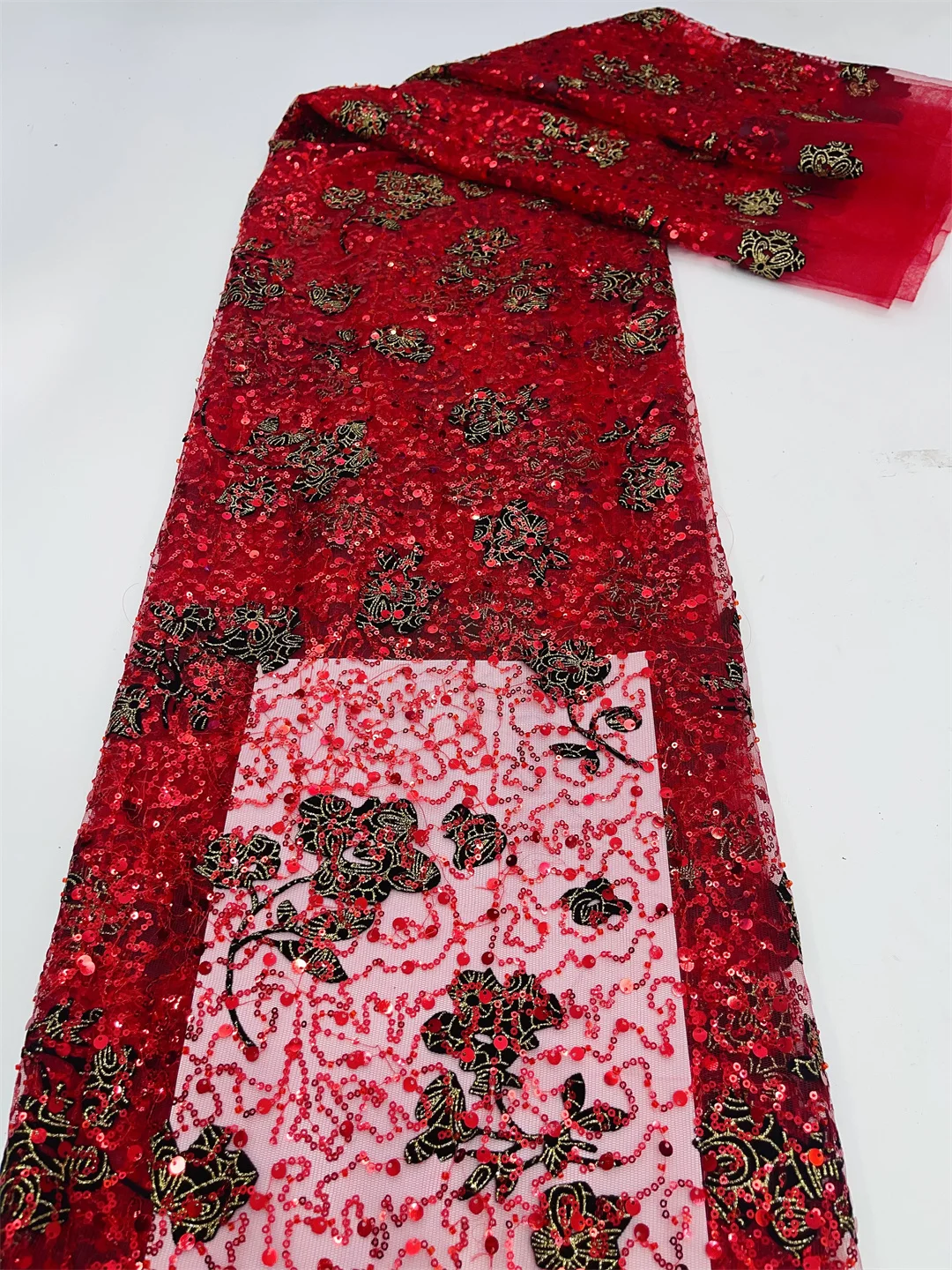 

Модная африканская кружевная ткань 2025 Высокое качество, французская роскошная тюлевая кружевная ткань, нигерийская сетка с блестками, кружевная ткань для свадебного платья