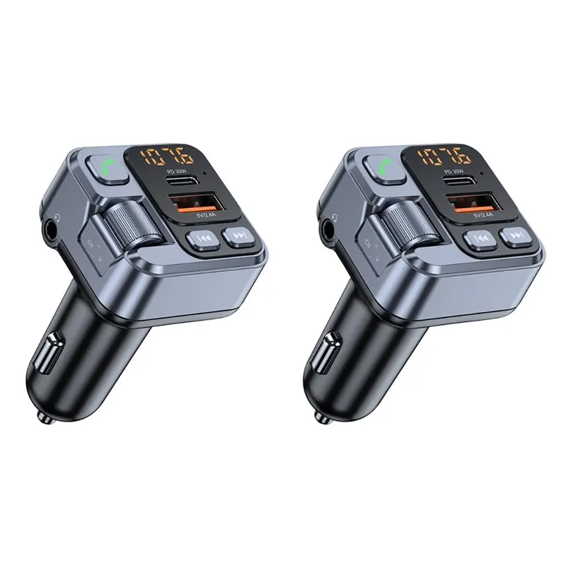 Reliable-For Wireless Hands-Free Call MP3 Player Car Bluetooth FM Transmitter 2PCS Car 30W PD USB-C Fast Charge