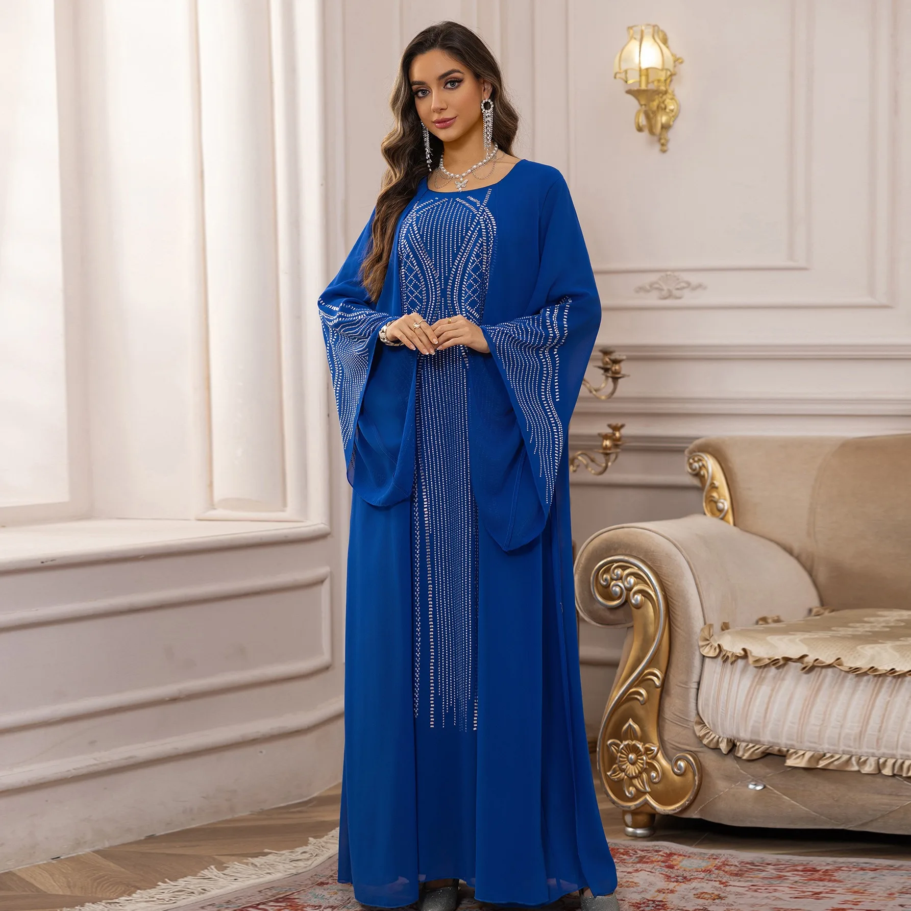 UNI Ramadan musulman modeste Robe Maxi Islam dubaï arabe Robe Eid Robe chauve-souris Abaya Femme Musulman grande taille Abayas Caftan