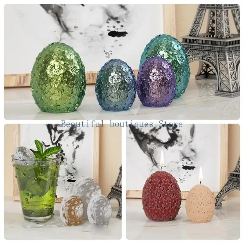

U4LF Scented Candle Silicone Mold Egg Flower Resin Epoxy Casting Mold Oval-Wax Mold Plaster Soap Mold Handmade DIY Craft