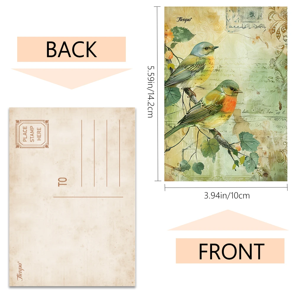 32pcs Vintage Bird Collage Pos - Collectible Vintage Greeting Cards ulasan dan harga