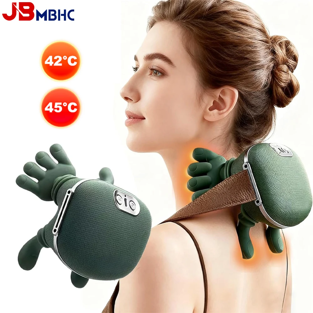 

Hot Compress Neck Massager Portable Shiatsu Neck and Shoulder Massager 4D Deep Tissue Kneading Massage Pillow for Muscle Relax