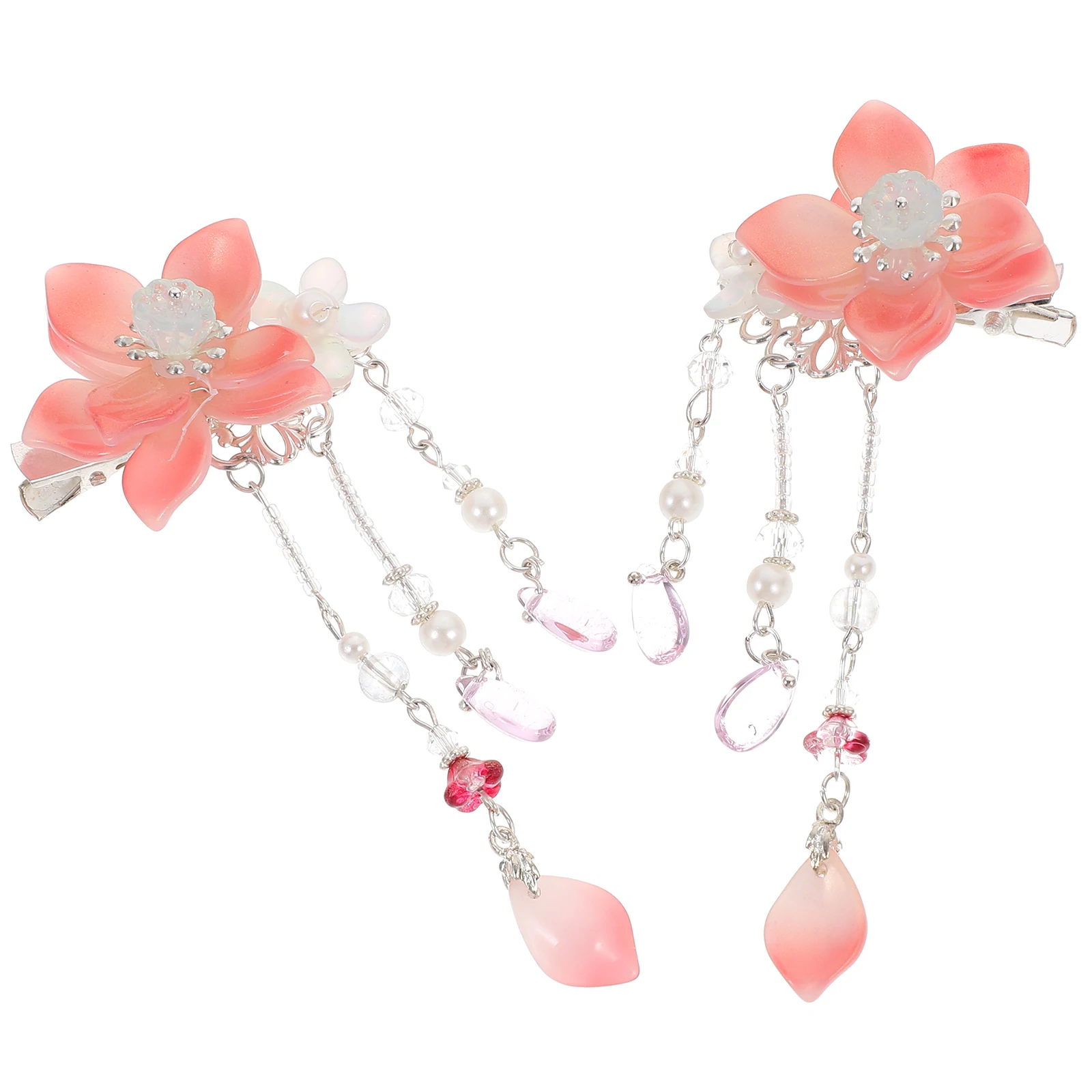 

1Pair Chinese Flower Barrettes Tassel Hairpins Ancient Style Women Accessories Chinese Hair Clips