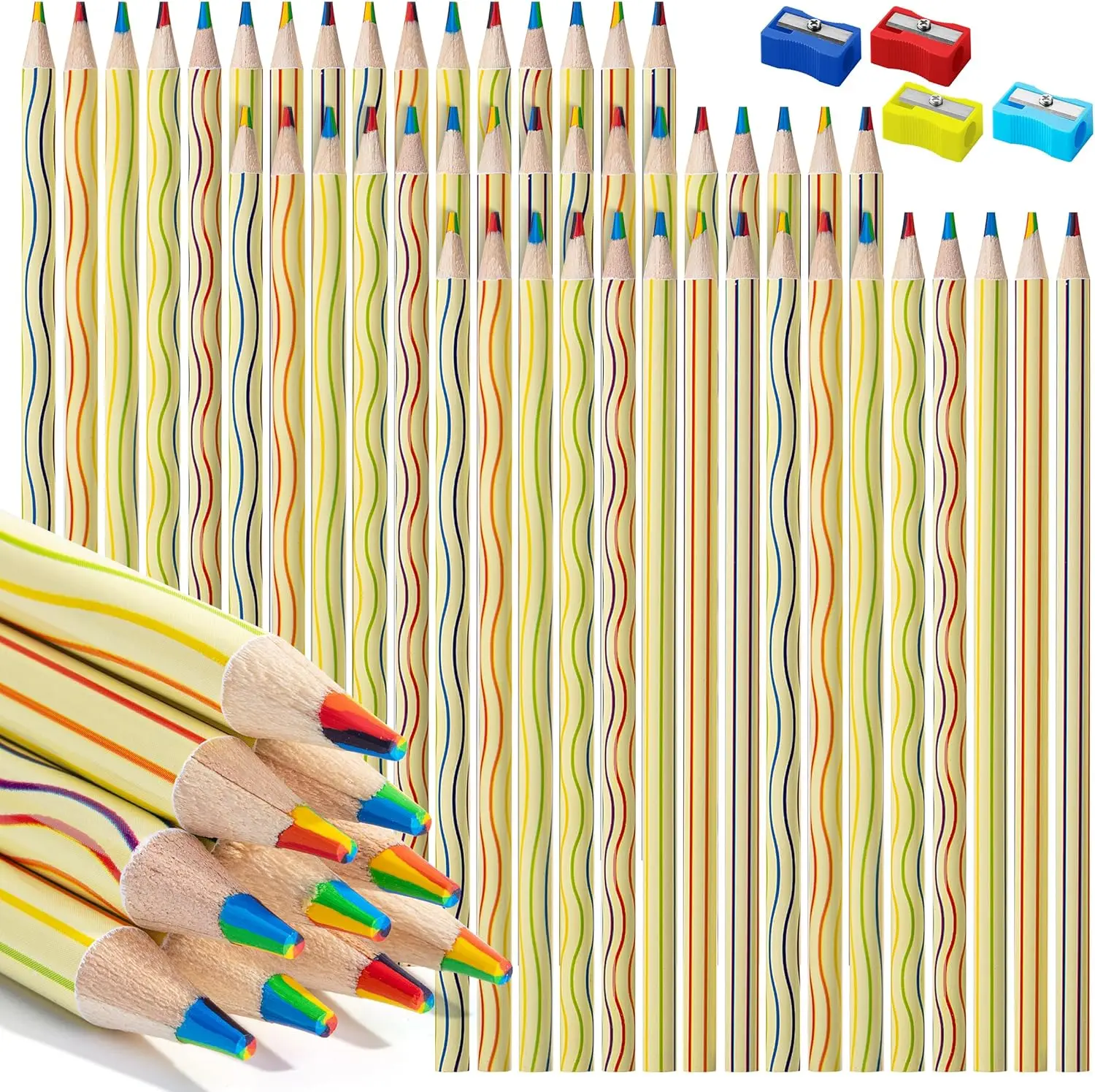 

48-Pack Rainbow Pencils, 7 Colors in 1, Fun for Kids Drawing & Crafting