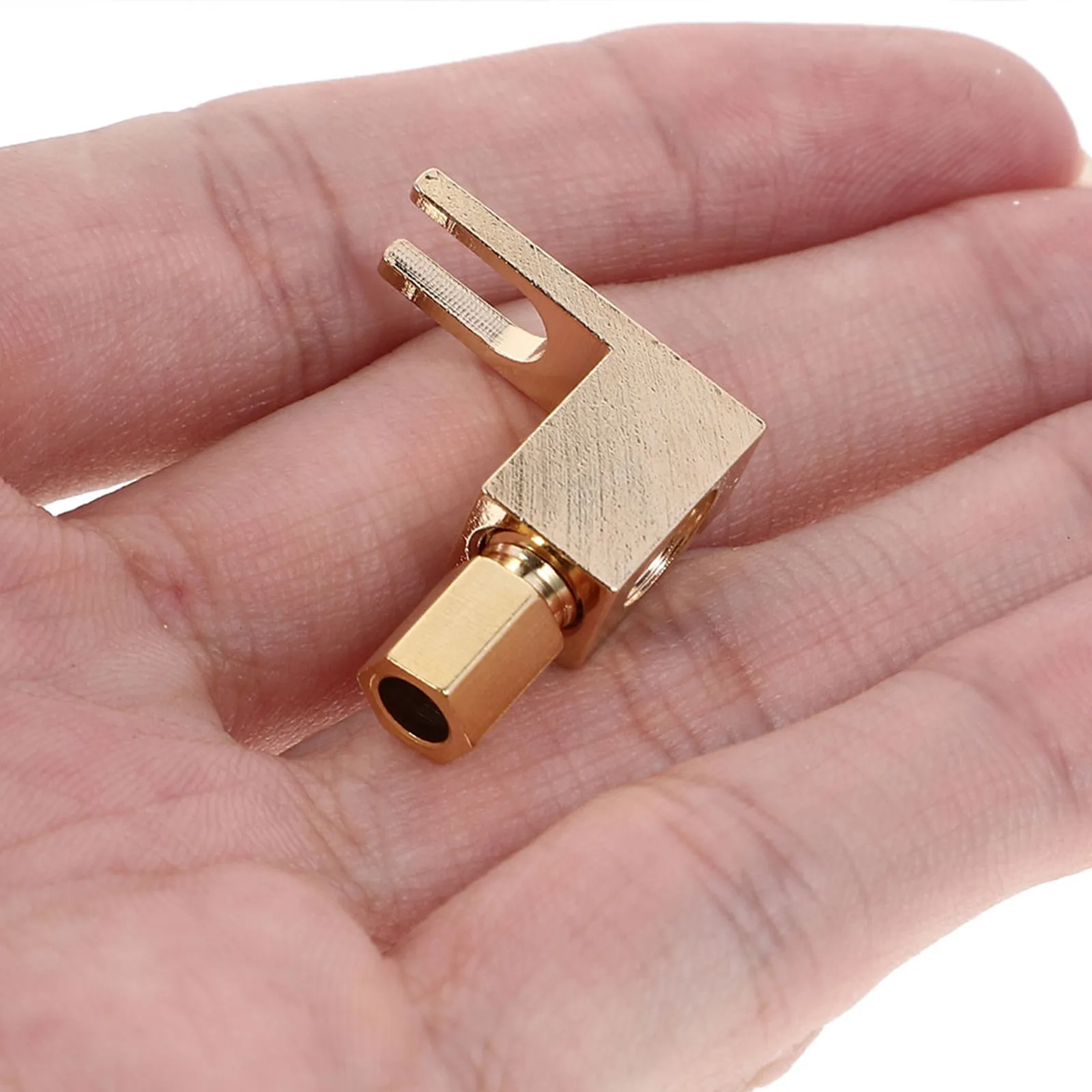 6Pcs Copper Theater Wire Terminal L Shape Spade Connector Gold Plated Y Fork Speaker Cable Adapter for Hifi Vintage Amplifier