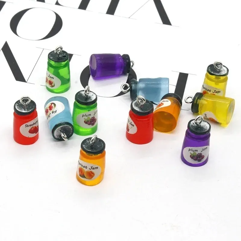 10Pcs Pack Fake Strawberry Apple Jam Resin Food Charms Lovely Mini Pendants For DIY Bracelet Earring Keychain Jewelry Supplies