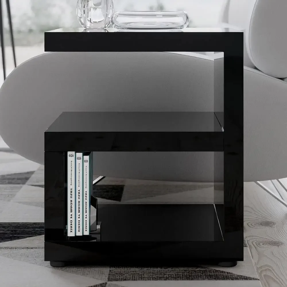 ZURI Furniture Jayden High Gloss Modern Side Table - Black