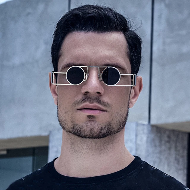 Okrągłe punkowe okulary przeciwsłoneczne dla mężczyzn modne okulary Steampunk okulary przeciwsłoneczne damskie Retro odcienie Vasos Decorativos Gafas De Sol Zonnebril