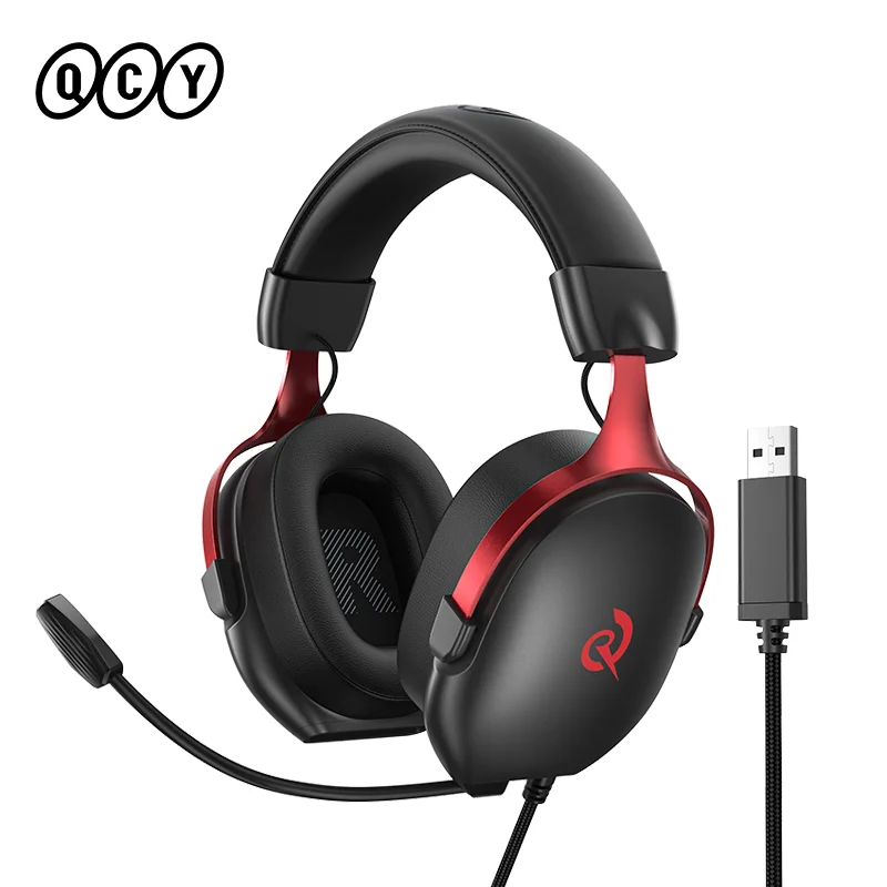 QCY VN200 Pro Bedrade Gaming Headset Met Microfoon 40mm Driver 7.1 Surround Over Ear Hoofdtelefoon Voor PC PS4 PS5 Gamer hoofdtelefoon