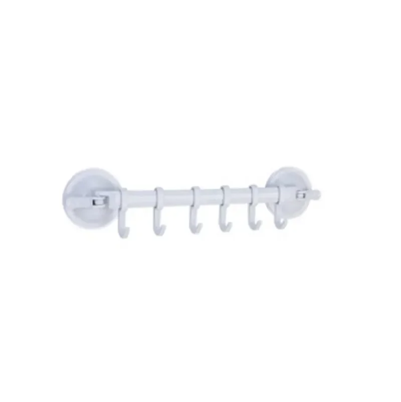 Wall Vacuum Rack Suction Cup 6 Hooks Towel Bathroom Kitchen Holder Sucker Hanger 34.5*7.1cm for Kitchen Bathroom