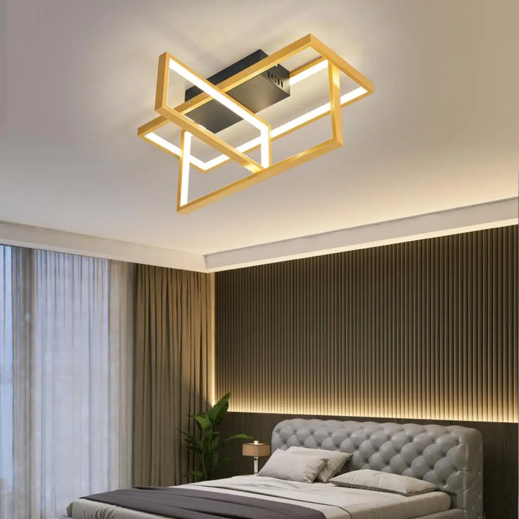 surface mount Led Chandelier Lihgts For Living Room Study room Bedroom Smart Home Alexa Modern Chandeliers fixtures Gold/Black